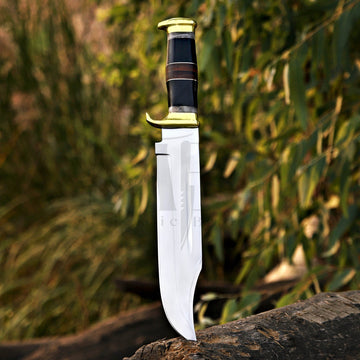 Handmade D2 Steel Crocodile Dundee Bowie Knife With Handle Of Buffalo Horn \ Raison - 15 inch - majesticblades.com